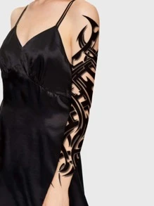 1張圖案紋身貼紙 - 黑色 - 查看 2