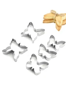 5pcs Butterfly Shaped Cookie Cutter - Silver - View 1