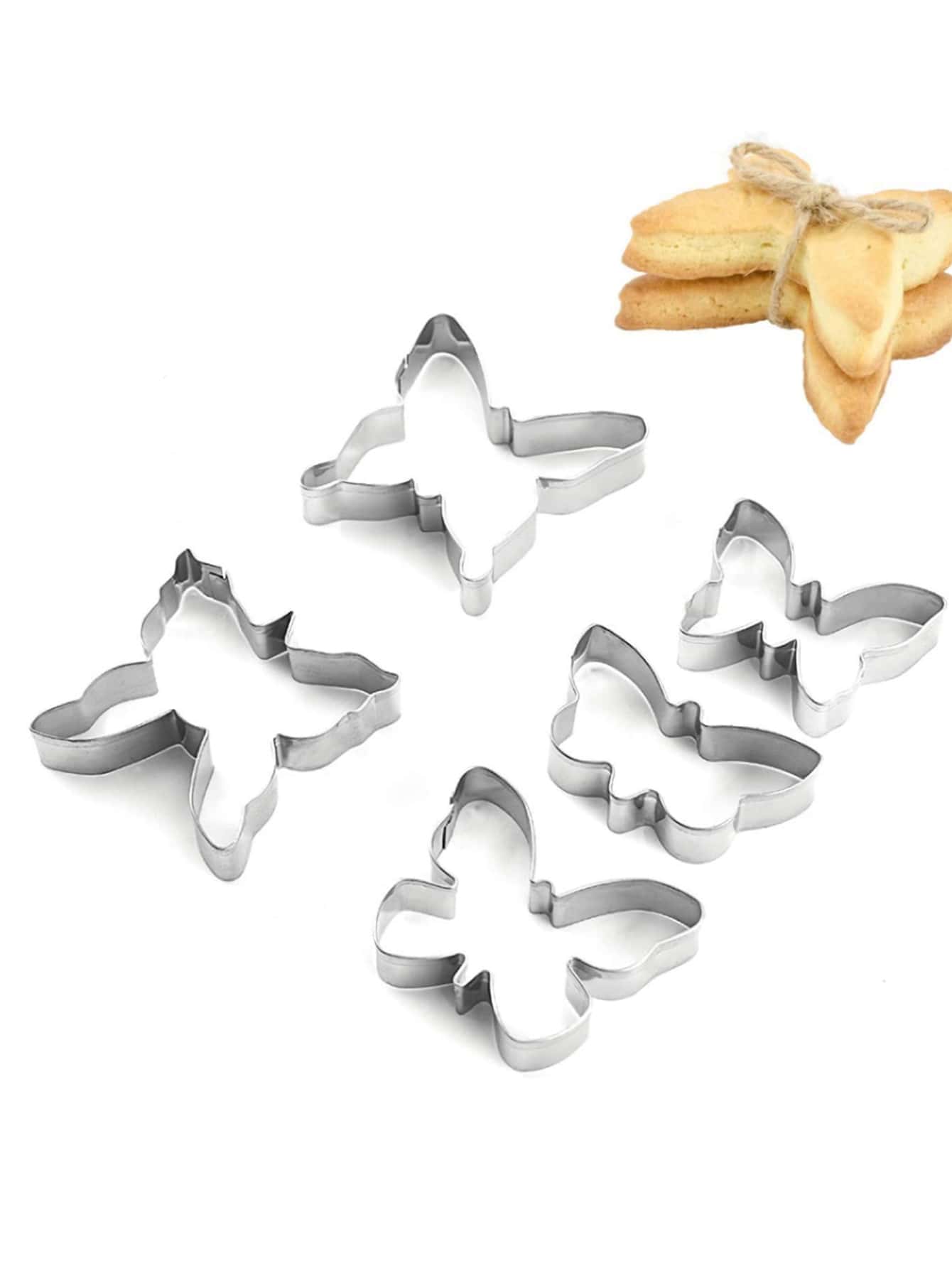 5pcs Butterfly Shaped Cookie Cutter - Silver - View 1