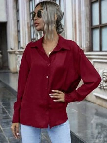 SHEIN Frenchy Button Up Drop Shoulder Shirt