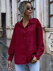 SHEIN Frenchy Button Up Drop Shoulder Shirt