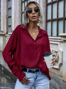 SHEIN Frenchy Button Up Drop Shoulder Shirt