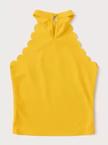 SHEIN Clasi 貝殼邊繞頸上衣 - 黃色 - 查看 2