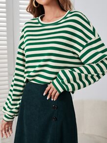 SHEIN EZwear Áo thun nữ Sọc Giải trí - Nhiều màu - Xem 1