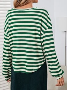 SHEIN EZwear Áo thun nữ Sọc Giải trí - Nhiều màu - Xem 2