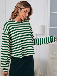 SHEIN EZwear Áo thun nữ Sọc Giải trí - Nhiều màu - Xem 3