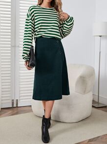 SHEIN EZwear Áo thun nữ Sọc Giải trí - Nhiều màu - Xem 4