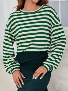 SHEIN EZwear Áo thun nữ Sọc Giải trí - Nhiều màu - Xem 5