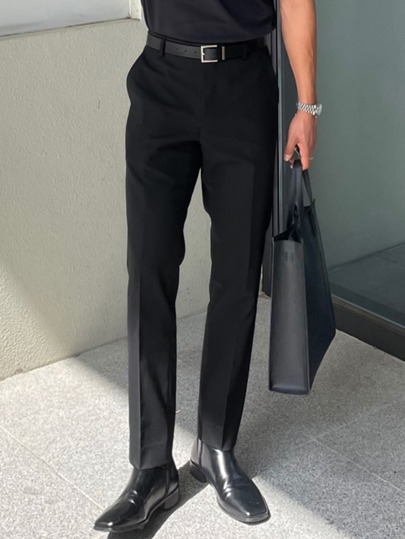 DAZY Men Slant Pocket Suit Pants Without Belt Dress Pants Fall/Winter Business Attire