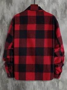 Manfinity Áo choàng Nam Túi Dây kéo Kẻ sọc Sẵn sàng - Màu Đỏ Sâu - Xem 2