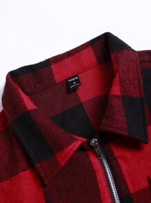 Manfinity Áo choàng Nam Túi Dây kéo Kẻ sọc Sẵn sàng - Màu Đỏ Sâu - Xem 3