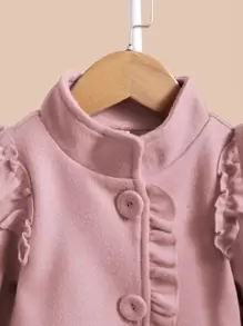 Toddler Girls Ruffle Trim Tweed Overcoat & Bag & Hat