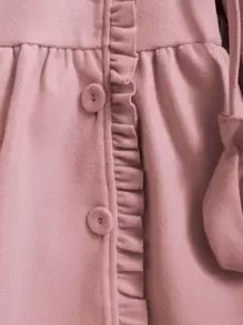 Toddler Girls Ruffle Trim Tweed Overcoat & Bag & Hat