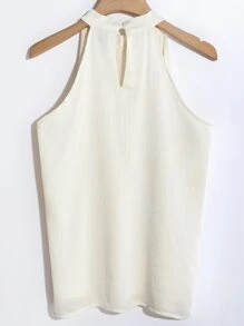 DAZY 女士商务休闲纯色无袖露背衬衫性感女士上衣外出上衣