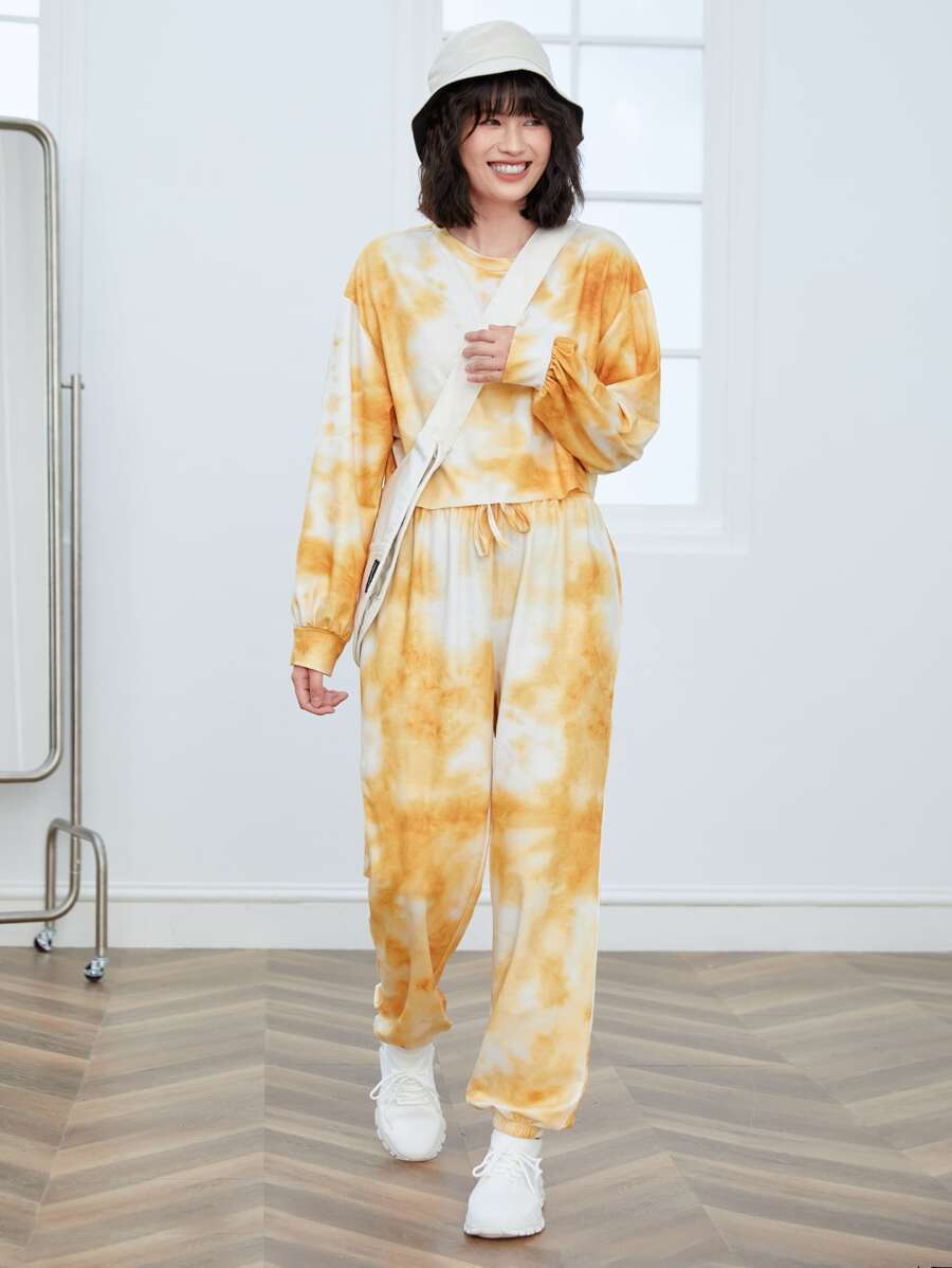 Muchica 紮染套頭衫和慢跑褲套裝 - 黃色 - 查看 1