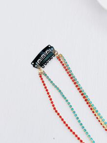 4 cái Rhinestone Chuỗi Trang Trí Tóc Kẹp - Vàng - Xem 2