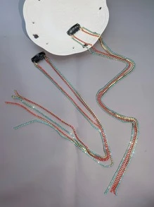 4 cái Rhinestone Chuỗi Trang Trí Tóc Kẹp - Vàng - Xem 4