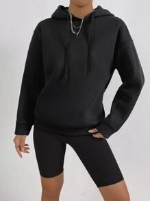 SHEIN Unity Slogan & Butterfly Print Drop Shoulder Hoodie - Black - View 6