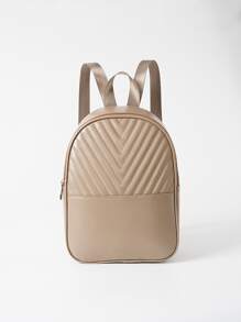 Chevron Quilted Classic Backpack - Khaki - View 1
