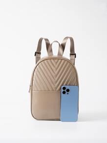 Chevron Quilted Classic Backpack - Khaki - View 2
