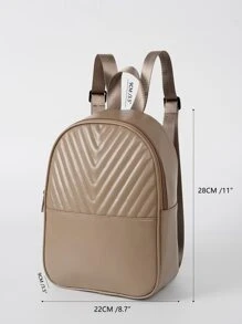 Chevron Quilted Classic Backpack - Khaki - View 6