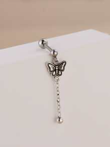 1pc Ball & Butterfly Drop Earring - Màu Bạc Cổ - Xem 1