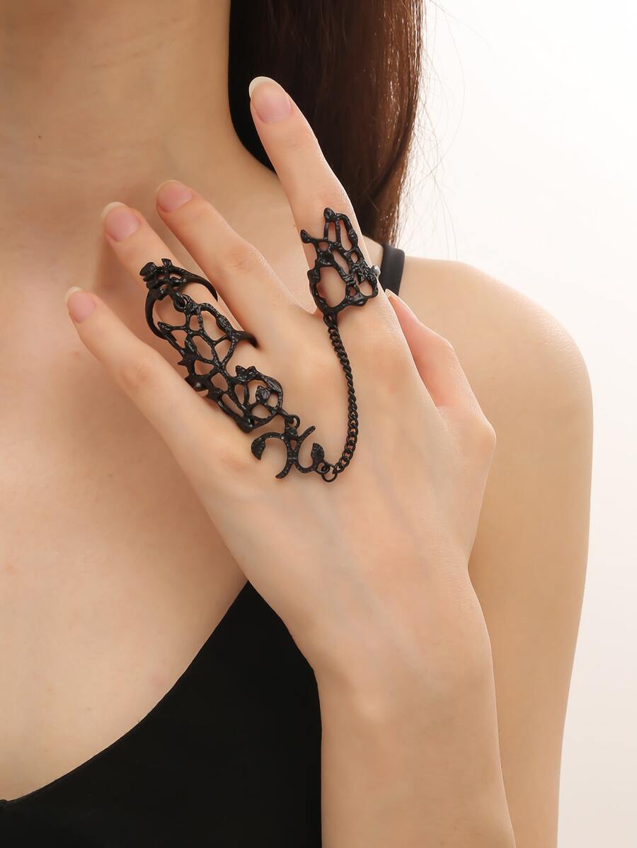 Vòng găng tay thiết kế dạng lá rỗng - màu đen - Xem 1