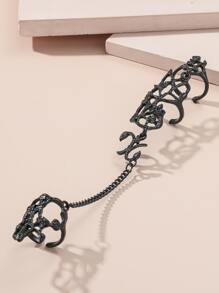 Vòng găng tay thiết kế dạng lá rỗng - màu đen - Xem 3