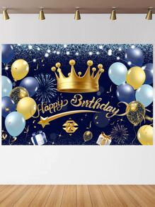 1pc Bóng bay tiệc sinh nhật & Vải nền in vương miện - Nhiều màu - Xem 1