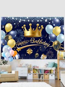 1pc Bóng bay tiệc sinh nhật & Vải nền in vương miện - Nhiều màu - Xem 2