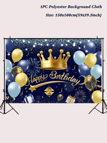 1pc Bóng bay tiệc sinh nhật & Vải nền in vương miện - Nhiều màu - Xem 3