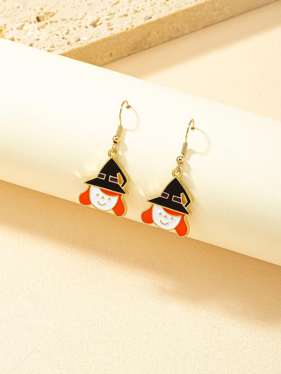 Halloween Witch Drop Earrings - Multicolor - View 1