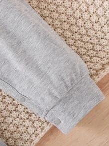 男嬰恐龍刺繡拼接邊二合一運動衫連身衣 - 灰色 - 查看 4