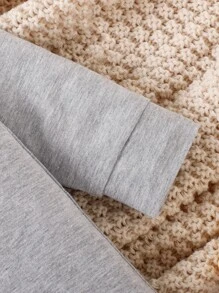 男嬰恐龍刺繡拼接邊二合一運動衫連身衣 - 灰色 - 查看 5