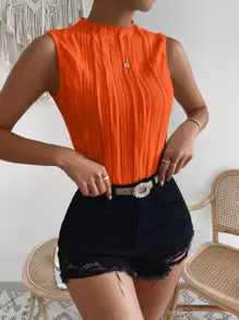 Rafferiza Top tank ajustado con textura - Naranja Quemada - Ver 3