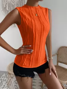 Rafferiza Top tank ajustado con textura - Naranja Quemada - Ver 4