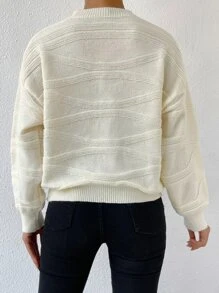 SHEIN LUNE Textured Knit Drop Shoulder Jumper - White - View 2