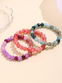 3入組圖案串珠手鏈 - 彩色 - 查看 2