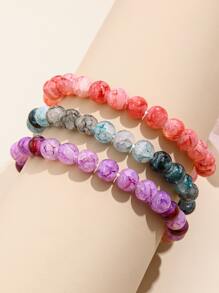 3入組圖案串珠手鏈 - 彩色 - 查看 3
