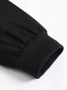 Manfinity Men Letter Graphic Bomber Jacket Without Hoodie - Black - View 3