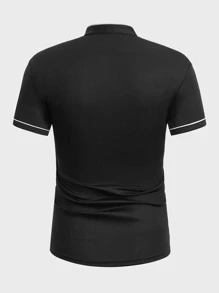 Manfinity VCAY Men Contrast Binding Polo Shirt - Black - View 2