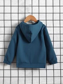 SHEIN Toddler Boys Patch Detail Colourblock Half Zip Hooded Jacket - Multicolor - View 2