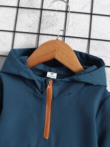 SHEIN Toddler Boys Patch Detail Colourblock Half Zip Hooded Jacket - Multicolor - View 6