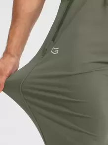 G Gradual Men Graphic Print Drawstring Waist Zipper Pocket Sports Trousers - Army Green - View 5