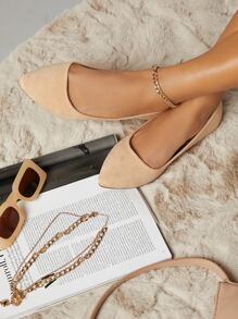 SHUZIA Women's Glamorous Pointy Toe Faux Suede Ballerina Flats Spring Shoes Spring Break Easter Mother's Day Present For Christmas - Beige - View 2