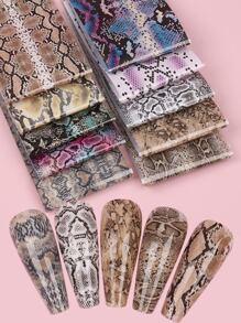 FULL BEAUTY 10张豹纹图案转印箔纸（不含背胶），用于美甲装饰DIY美甲饰品、美甲宝石、美甲用品、美甲贴纸 - 彩色 - 查看 1
