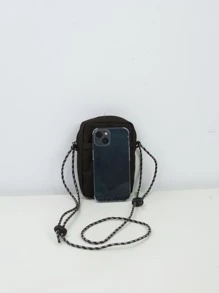 High School Students University Freshman Multifunctional Sling Bag Shoulder Bag Casual Bag Men Mini Minimalist Letter Graphic Square Bag, Handbag Schoolbag, College, Outdoors Bag Black Bag Gifts Travel Large Capacity Multi-Functional GiftsFunny Gifts For Men Travel Essentials Holiday Essentials Bag For Men Camping Sling Bag For Men Bags Summer Back To School - Black - View 3