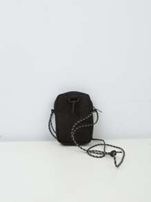 High School Students University Freshman Multifunctional Sling Bag Shoulder Bag Casual Bag Men Mini Minimalist Letter Graphic Square Bag, Handbag Schoolbag, College, Outdoors Bag Black Bag Gifts Travel Large Capacity Multi-Functional GiftsFunny Gifts For Men Travel Essentials Holiday Essentials Bag For Men Camping Sling Bag For Men Bags Summer Back To School - Black - View 5