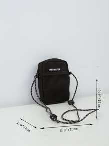 High School Students University Freshman Multifunctional Sling Bag Shoulder Bag Casual Bag Men Mini Minimalist Letter Graphic Square Bag, Handbag Schoolbag, College, Outdoors Bag Black Bag Gifts Travel Large Capacity Multi-Functional GiftsFunny Gifts For Men Travel Essentials Holiday Essentials Bag For Men Camping Sling Bag For Men Bags Summer Back To School - Black - View 8