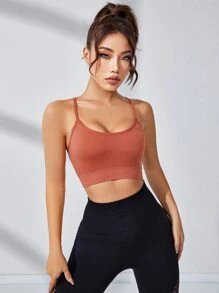 Easithlete Crisscross Back Sports Bra - Burnt Orange - View 6